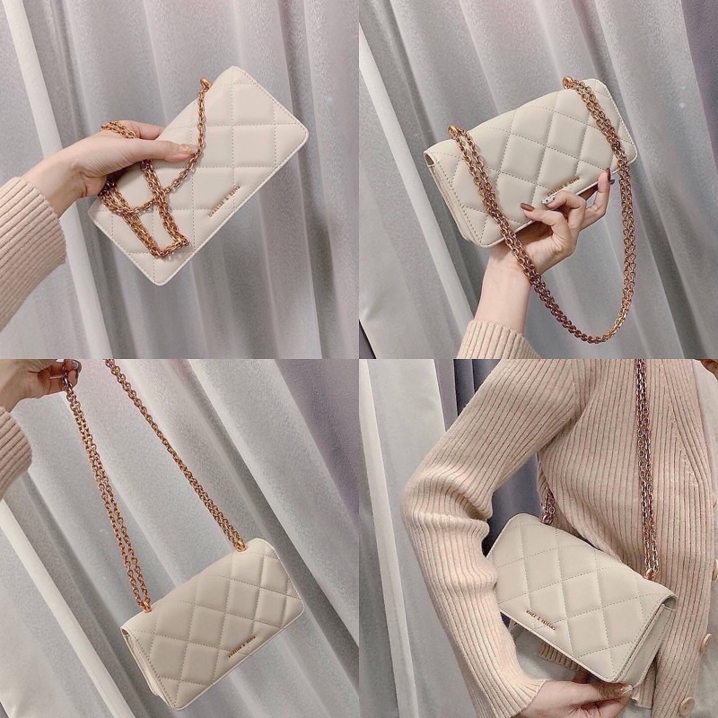 Túi xách nữ đeo chéo Charles and Keith trám ô size 20cm full box