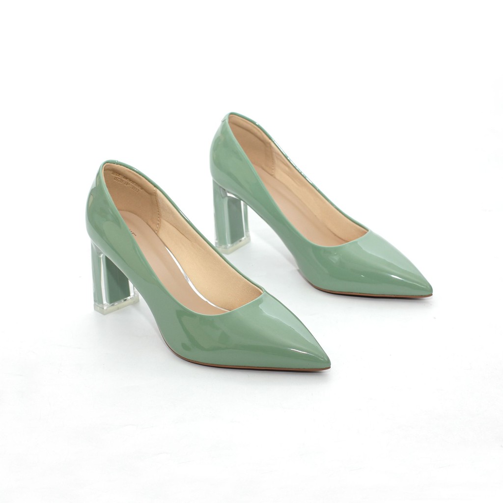 Giày Cao Gót 7cm Da Bóng Đế Vuông Thon Phối Mica Pixie X554 | BigBuy360 - bigbuy360.vn