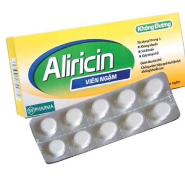 Viên ngậm Aliricin không đường giúp giảm ho-đau họng hiệu quả hộp 20 viên dùng được cho người tiểu đường