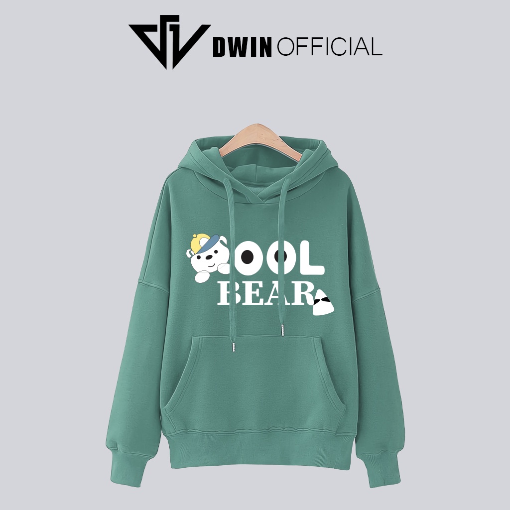 Áo hoodie Bear nỉ unisex DWIN basic nam nữ form rộng oversize local brand SP00062