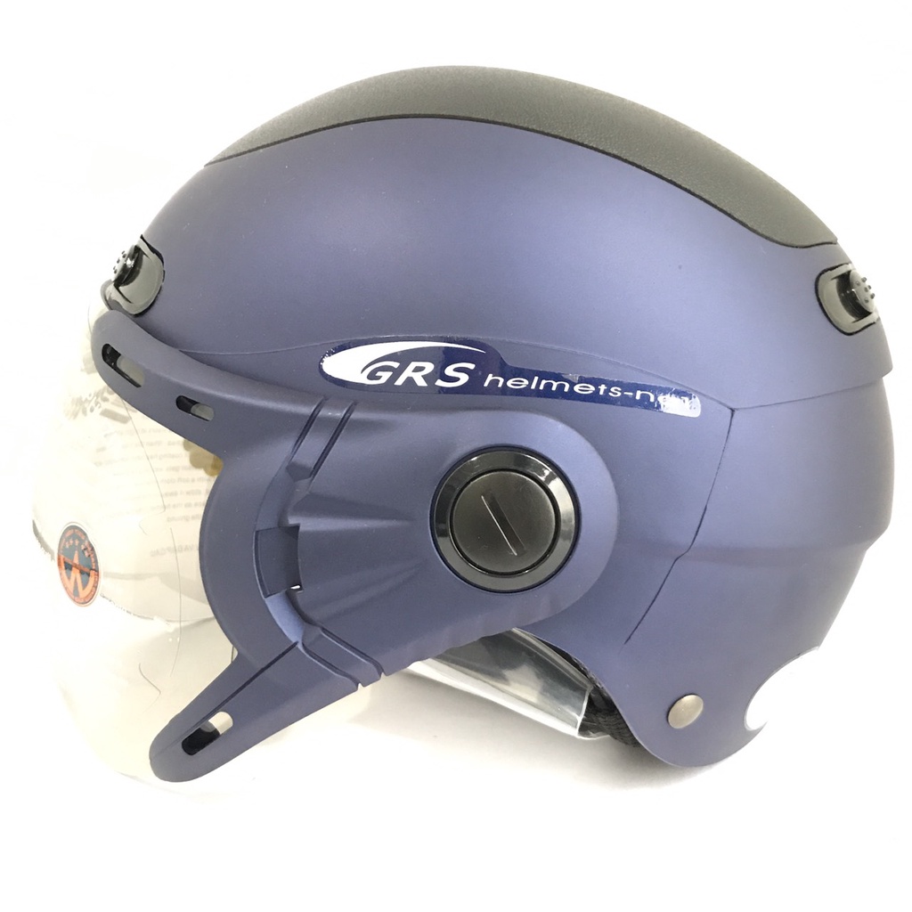Mũ bảo hiểm Nửa đầu có kính cao cấp - GRS A102k Xanh nhám line đen - Vòng đầu 54-57cm - Bảo hành 12 tháng