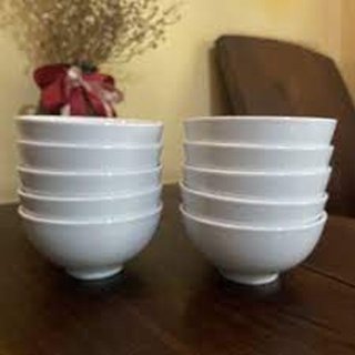 Bát ăn cơm sứ trắng LOHACO, bộ 10 bát cơm sứ trắng
