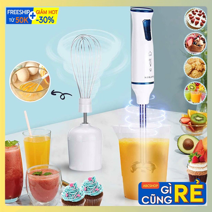 Máy xay sinh tố cầm tay đa năng Sokany, kèm cây đánh trứng