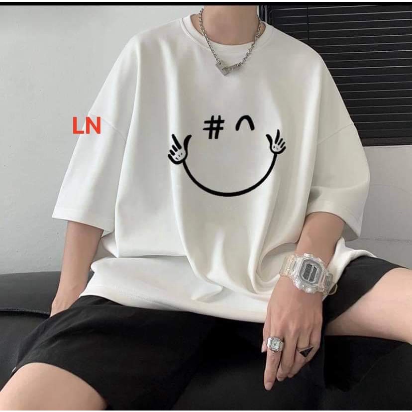 [ SẴN HÀNG +GIÁ RẺ ] , Áo phông mặt cười tay lỡ nam nữ unisex form rộng