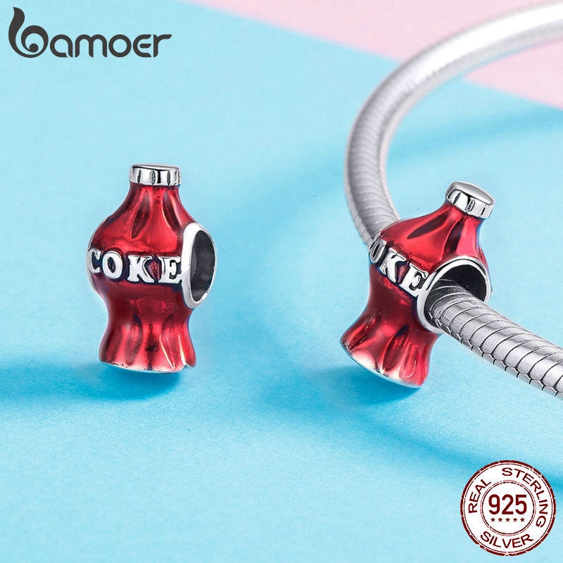 Hạt phụ kiện Bamoer hình chai coca cola thời trang 3mm dùng làm vòng đeo tay