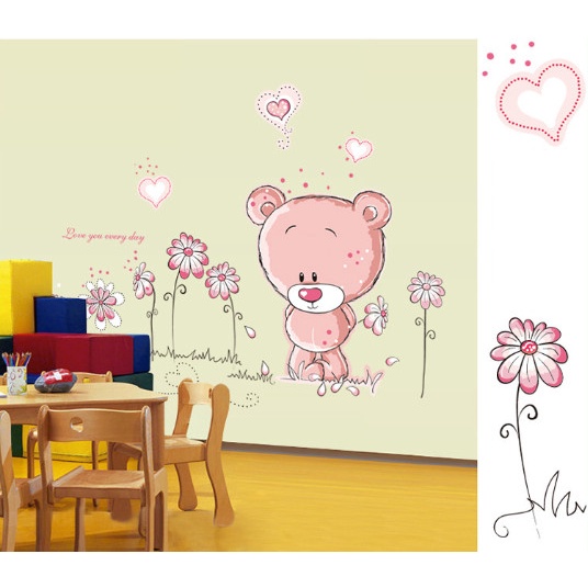 Decal trang trí tường - Chú gấu teddy hông xinh xắn