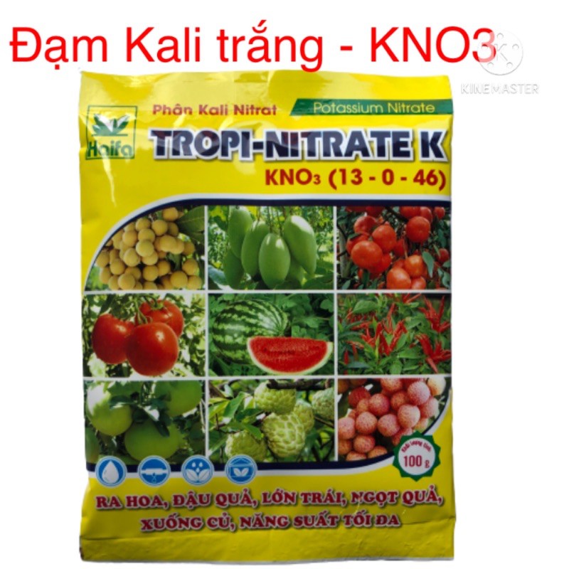 Phân Kali Nitrat KNO3 (13-0-46) - kali trắng, đạm Kali, kali isareal chuyên dùng cho cây ăn quả, cây lấy củ gói 100g