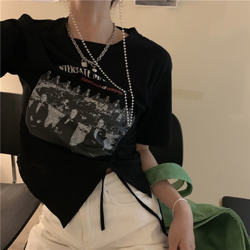 Áo thun BH ngắn tay in họa tiết thời trang mùa hè cho nữ 2021