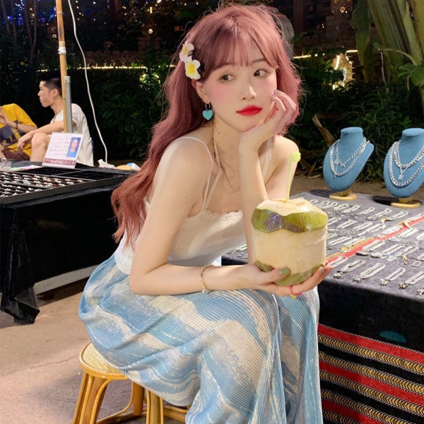 Jiashucheng Quần Thể Thao Ống Rộng Xếp Ly Vải Lụa Nhuộm Màu Phong Cách Hàn Quốc Thời Trang Mùa Hè Dành Cho Bạn Nữ