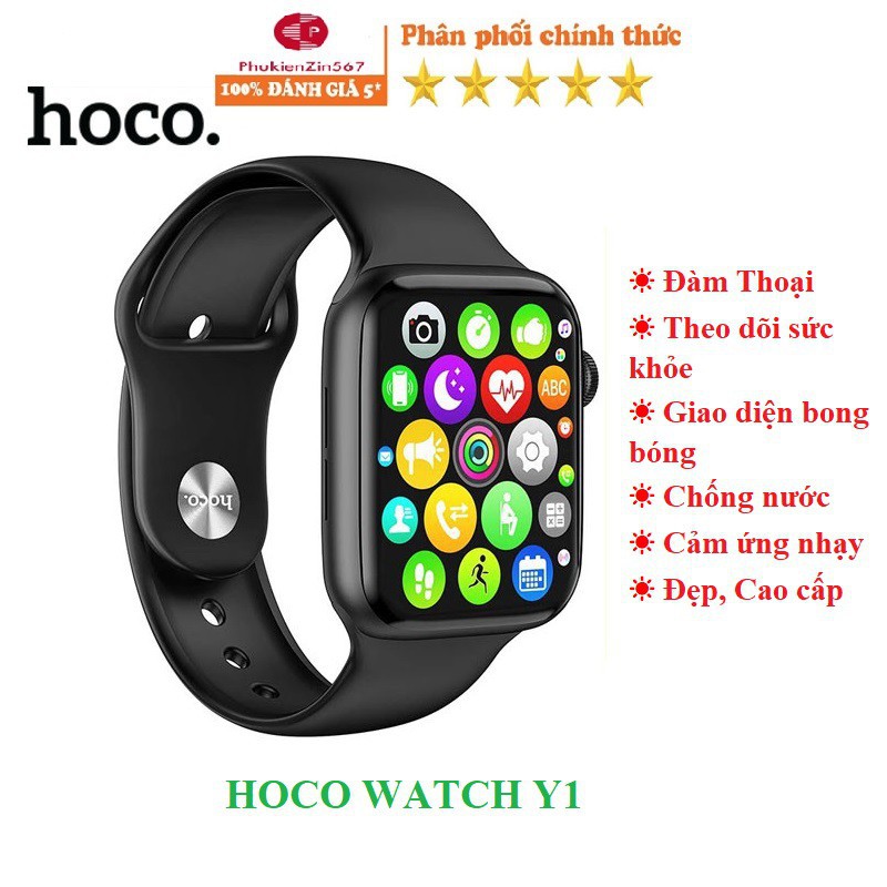 Smart Watch Đồng hồ thông minh Hoco Y1 kết nối Bluetooth hỗ trợ nghe gọi, theo dõi sức khỏe, thể thao...