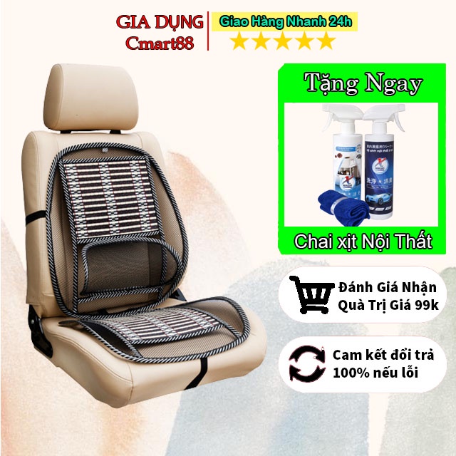 Bộ lót ghế tựa lưng ô tô lưới trúc massage chống đau mỏi lưng khi đi xe, chống nóng hiệu quả, phù hợp cho mọi loại ghế