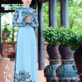 Vải áo dài hoa sen