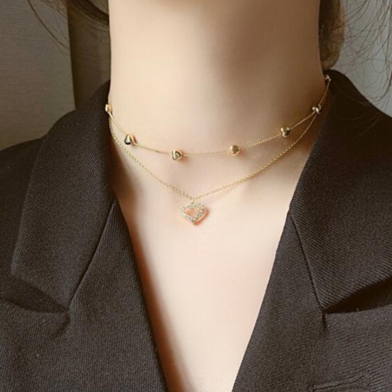 Vòng cổ Nhiều Lớp Mặt Trái Tim Thời Trang Thanh Lịch Dành Cho Nữ