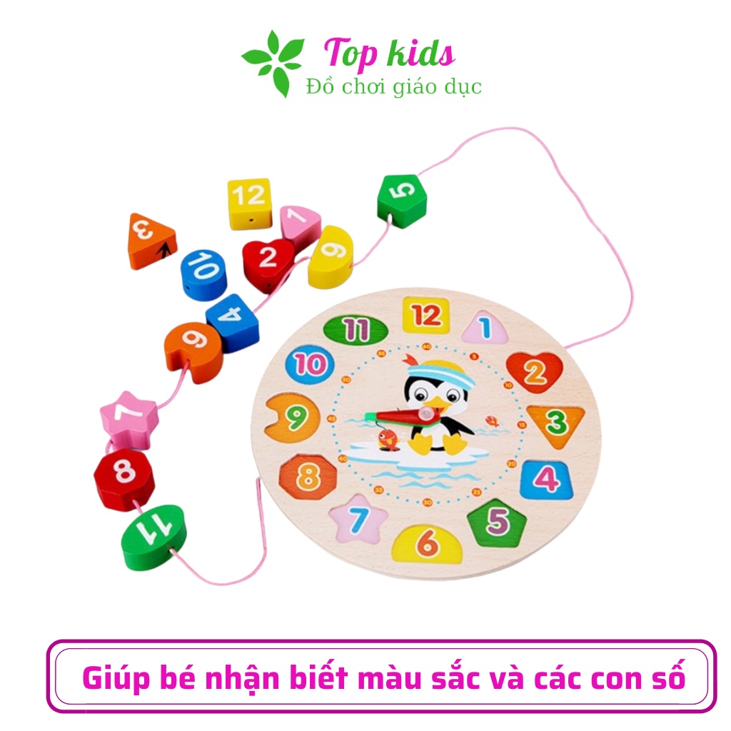 Đồ chơi montessori cho bé đồ chơi gỗ thông minh phát triển trí tuệ đồng hồ hình khối giáo dục sớm - TOPKIDS