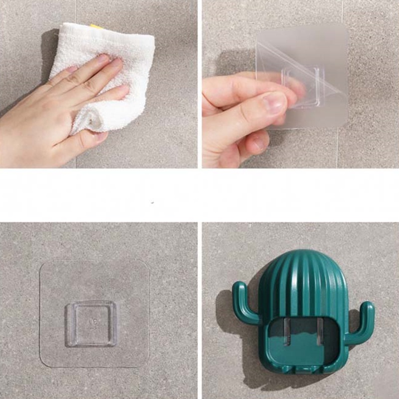 Giá đỡ bàn chải đánh răng tự dính hình cây xương rồng dễ thương