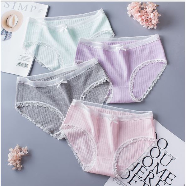 [ĐƯỢC CHỌN 9 MÀU] Quần chip lót nữ kháng khuẩn cotton viền nơ trắng thun lạnh dễ thương sexy gợi cảm rẻ đẹp YLY06