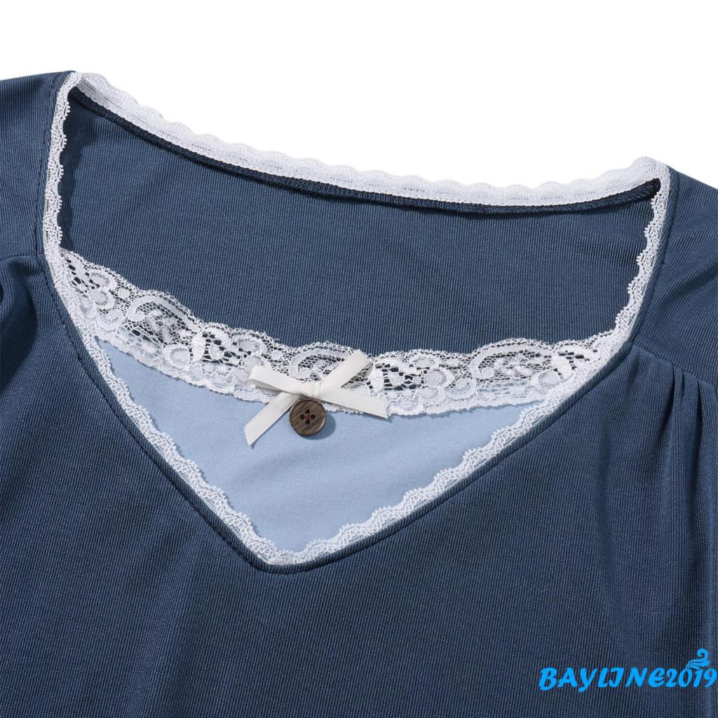 Áo Thun Nữ Dài Tay Phối Ren Ôm Dáng Phong Cách Đường Phố