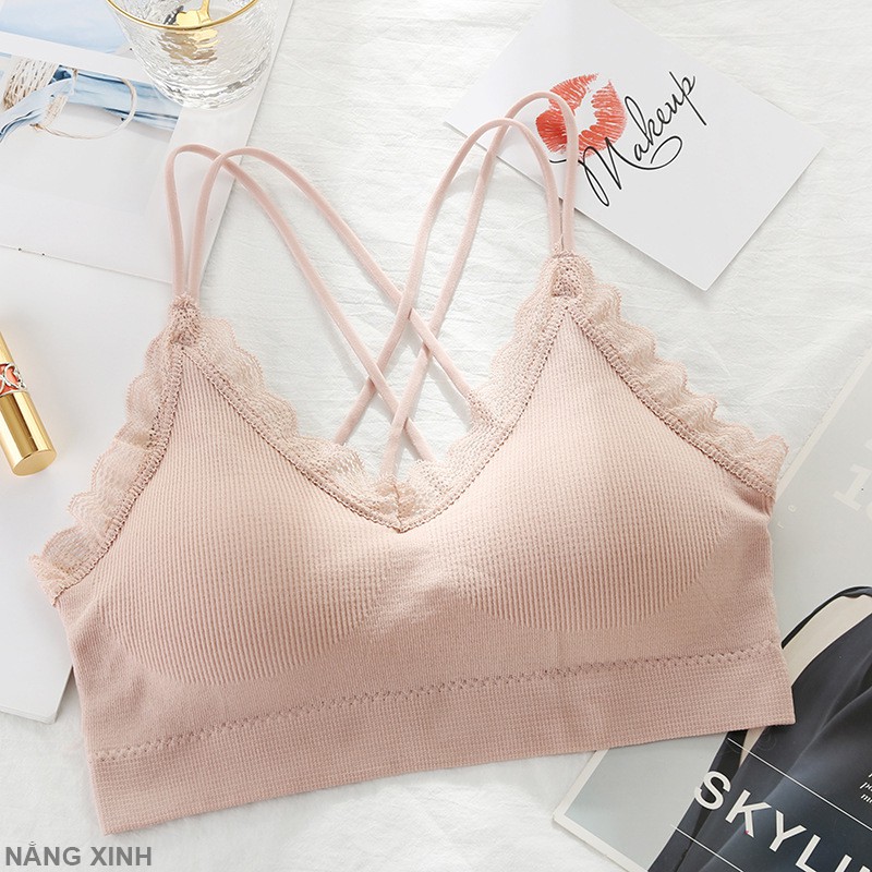 [NẮNG XINH] áo ngực cao cấp chất cotton sọc len phối ren, thấm hút, cực chất mã NAG01 | BigBuy360 - bigbuy360.vn