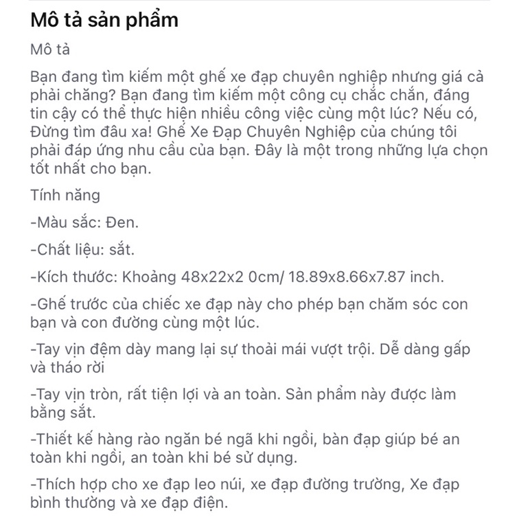 Miashop Ghế đặt xe tay ga xe điện xe đạp điện có sàn xe rộng 25cm tặng dây ràng