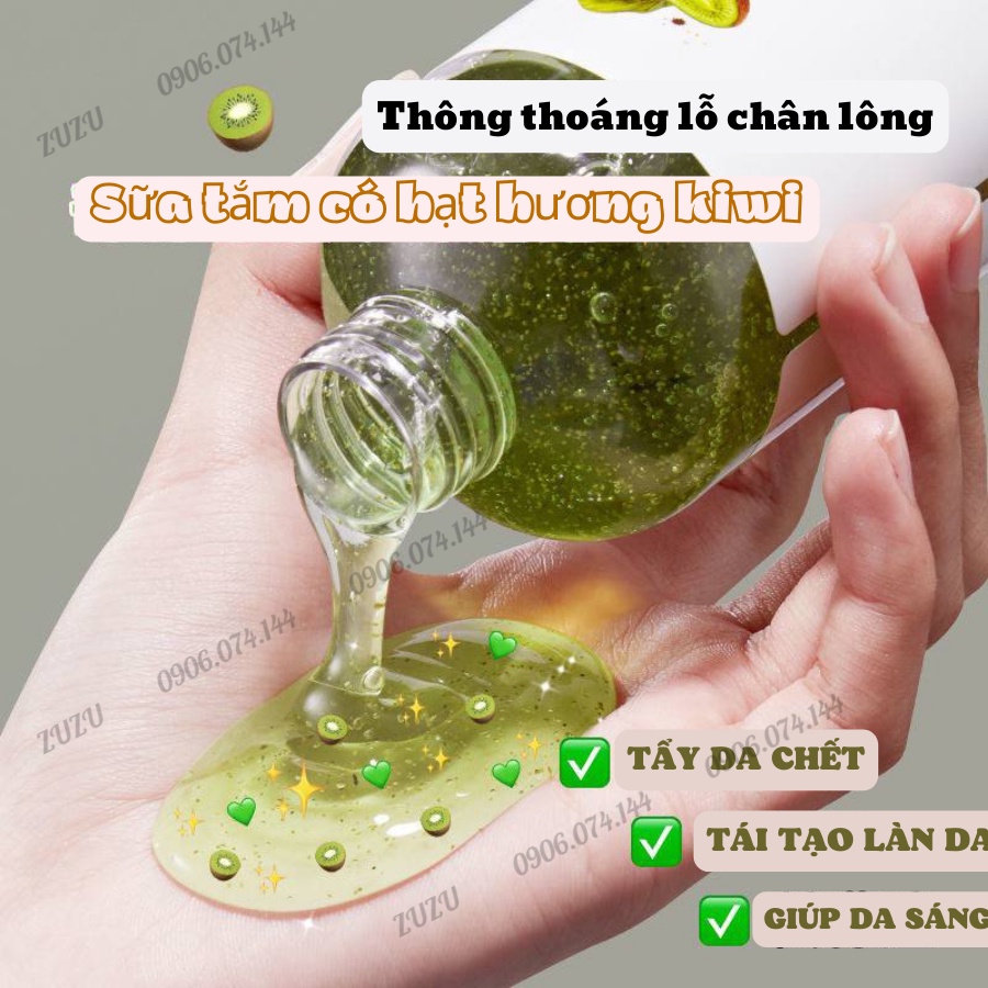 Sữa tắm hạt các vị hoa quả- tẩy da chết và làm sạch nhẹ nhàng làn da ZuzuCosmetic