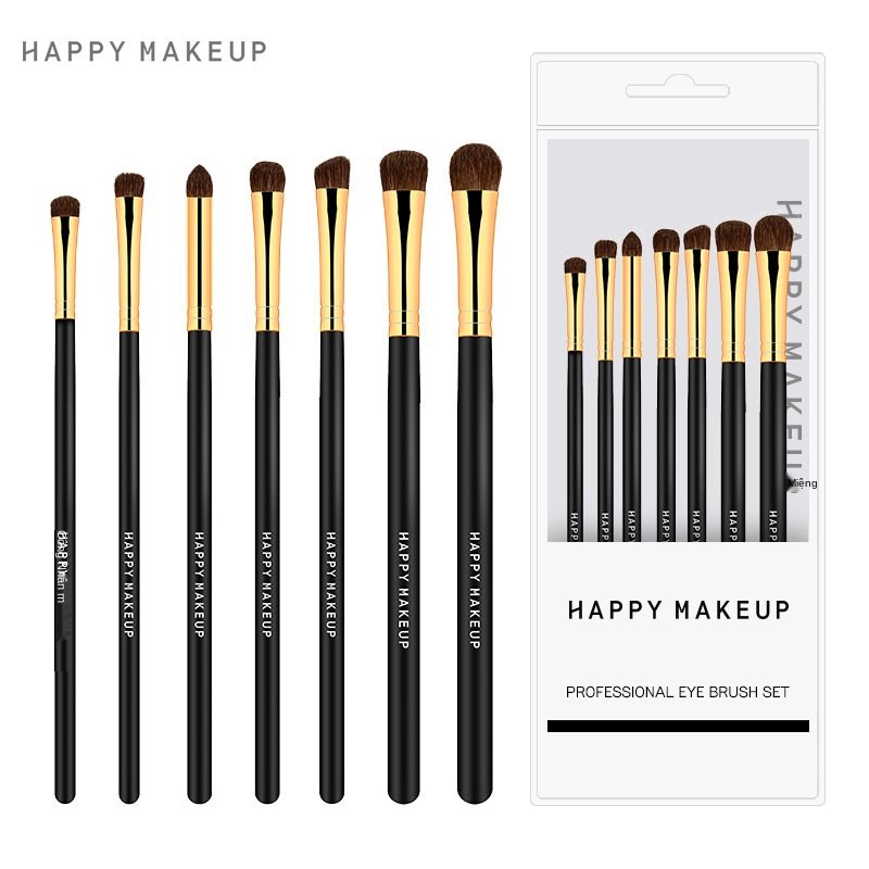 Bàn Chải HappyMakeup 7Bộ bàn chải mắt Màu Đỏ Giá Rẻ Mắt Nhỏ Lông Bờm Ngựa Cọ Trang Điểm Khói