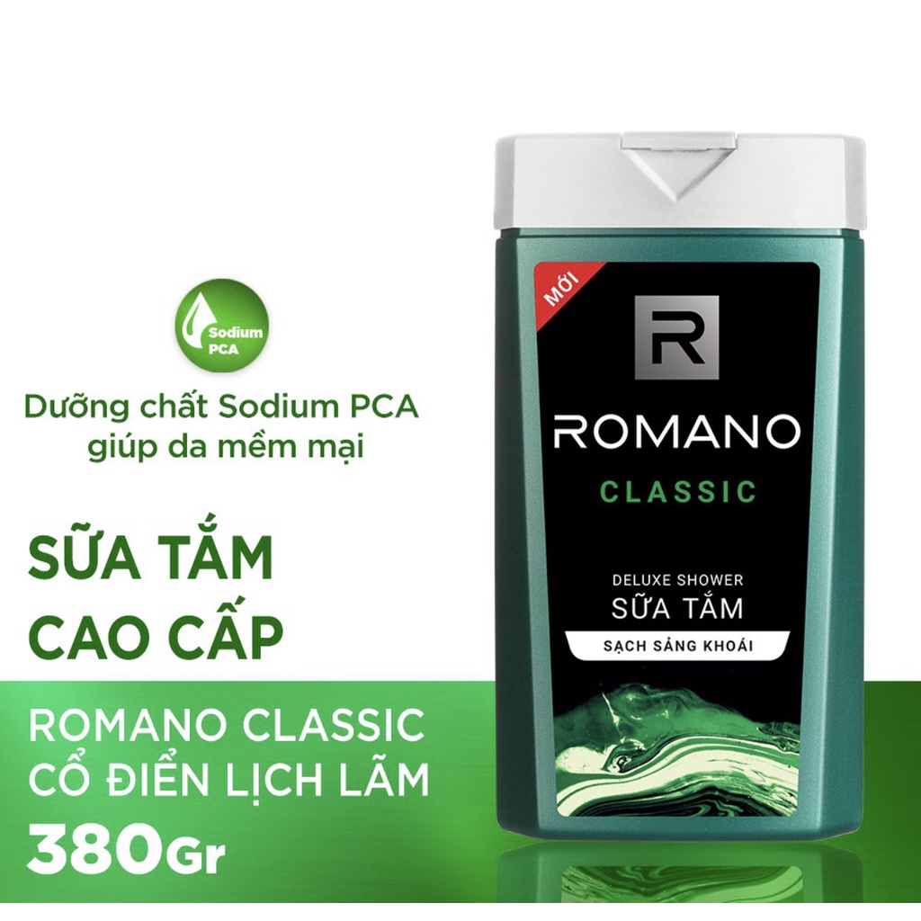 Tắm gội ROMANO Classic 2in1 650g/Sữa tắm nước hoa nam Romano Classic sạch sảng khoái 180g - 650g/Dầu gội Xanh
