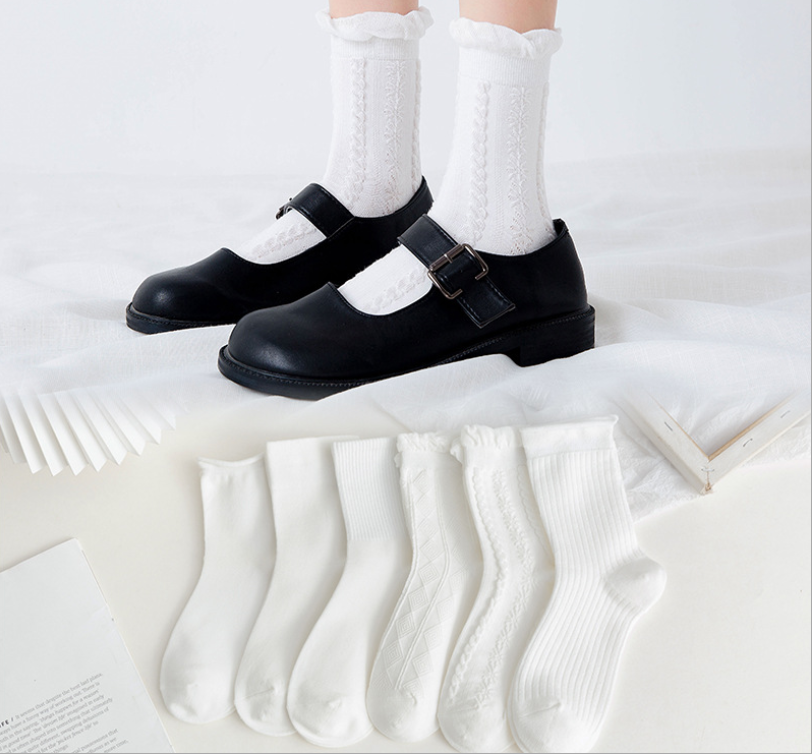 Tất lolita trắng cổ cao và cổ thấp cho nữ cao cấp phong cách tiểu thư bèo nhún*đọc mô tả TC01