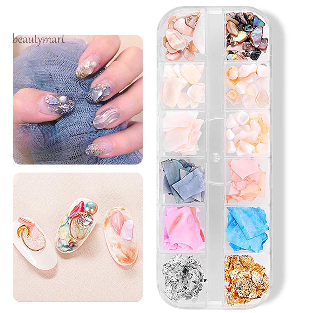 Hộp kim tuyến trang trí móng 12 màu sắc khác nhau