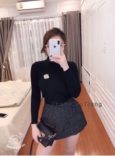 Áo len tăm cổ 3 phân nữ KH751 – Hàng Quảng Châu, co giãn, mềm mịn, dễ phối đồ