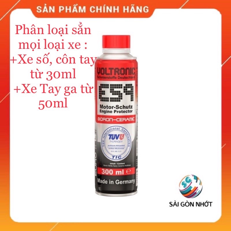 Phụ gia dầu nhớt VOLTRONIC E59 phủ Ceramic gốm sứ bảo vệ động cơ 300ml - chiếc lẻ