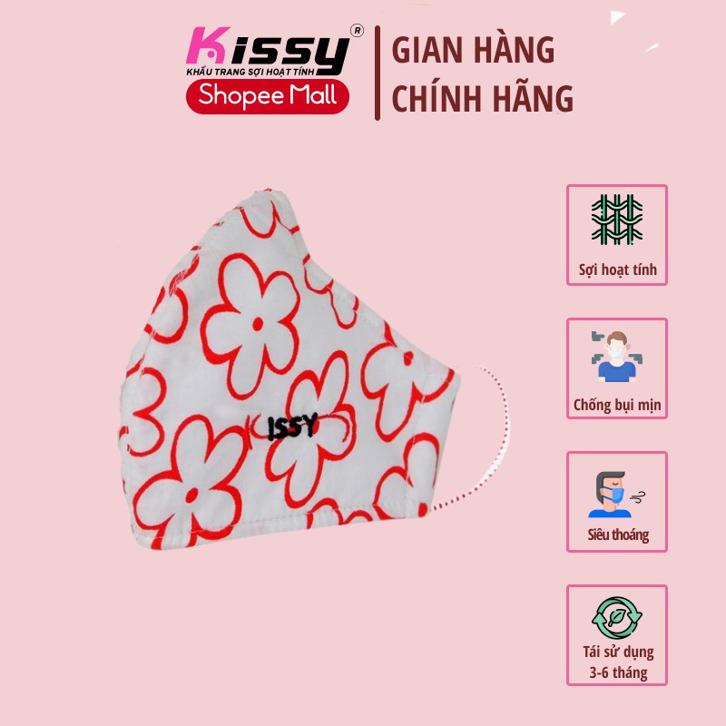 Khẩu Trang Kissy Cho Nữ Size M Mẫu Hoa Chống Bụi Mụi, Giao Đúng Mẫu