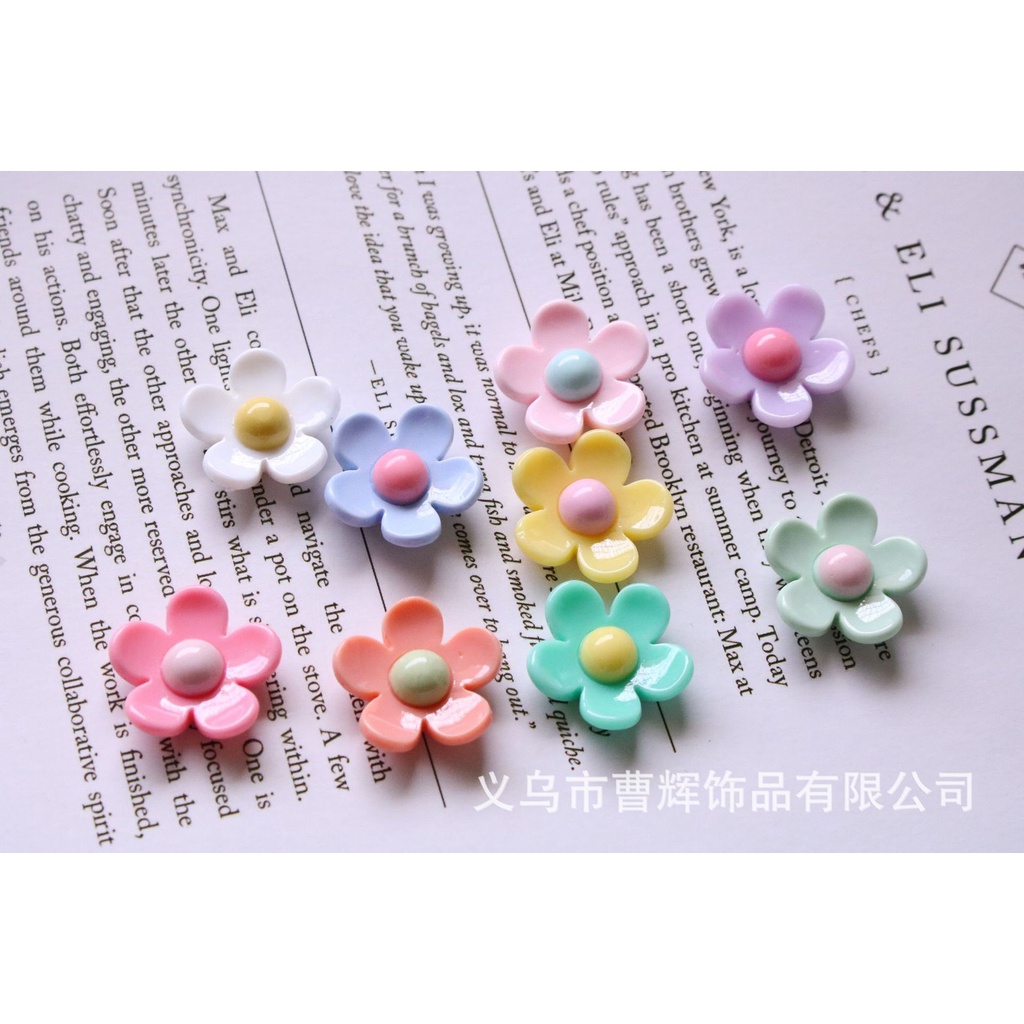 Charm (C355) slime/ Dụng Cụ Charm Trang Trí [Ko Keo &amp; Nút] Hình Hoa Pastel (2.0x2.0cm)