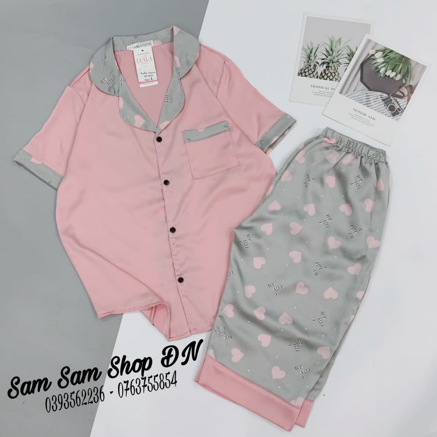 Đồ bộ Pijama lửng Hàn Quốc mặc nhà - Chất liệu lụa Satin - Mềm mịn, cực đẹp - Sam Sam Shop ĐN