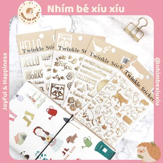 Hình dán lấp lánh Twinkle Sticker ánh nhũ vàng