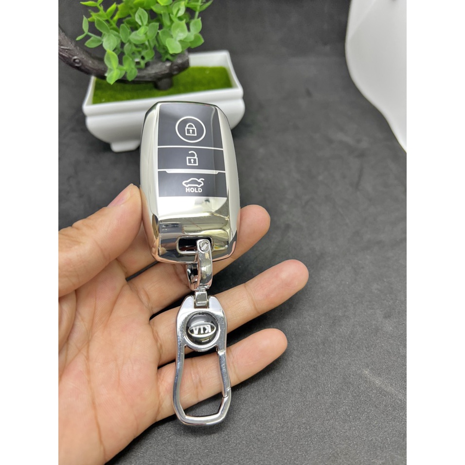 Ốp chìa khóa TPU Mạ Inox  KIA K3, KIA Cerato 2014-2018, KIA Sorento, KIA Rio KIA Rondo phiên bản 3 nút Smart key