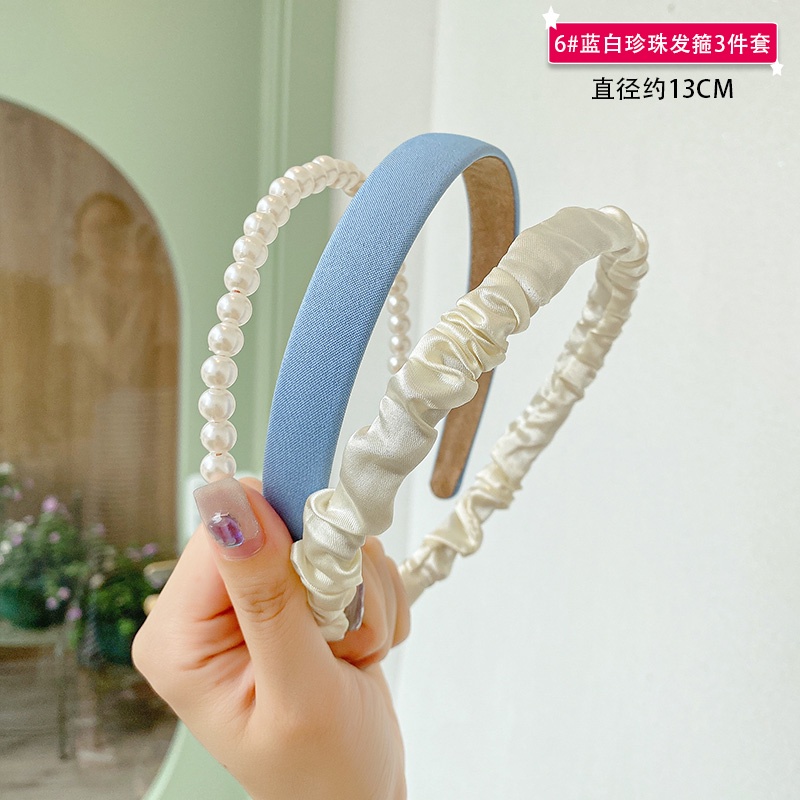 Băng Đô Cài Tóc Bằng Lụa Đính Ngọc Trai Giả Thời Trang Hàn Quốc Cho Nữ