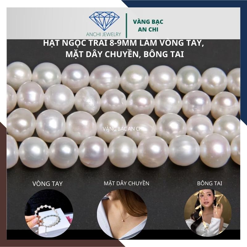 Hạt trai có lỗ xỏ màu trắng ánh hồng - làm mặt dây chuyền, vòng tay, bông tai. Anchi jewlery