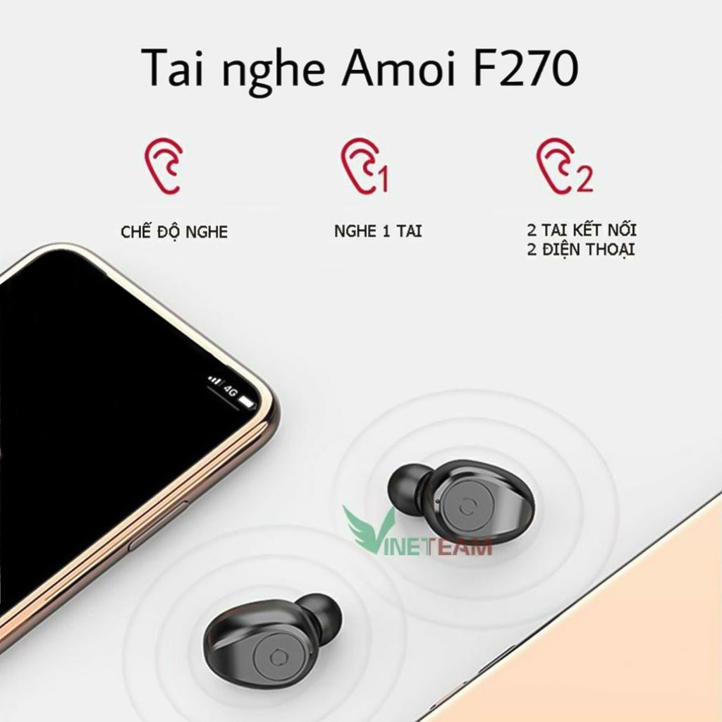 Tai nghe Bluetooth Không dây amoi f270 Bluetooth 5.0 cho Android/Ios/Samsung/Oppo/IP/vivo/huawei