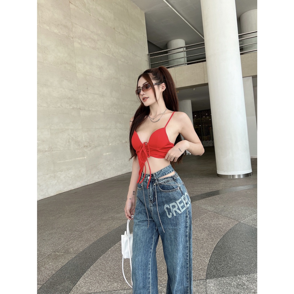 Áo 2 Dây Đan Cut Xẻ Táo Bạo LSEOUL A2562 Chất Thun Co Dãn Gợi Cảm Quyến Rũ Trẻ Trung Năng Động