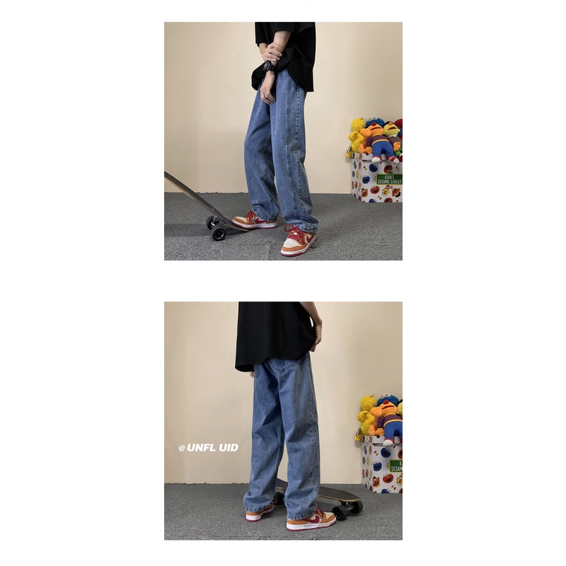 Quần Jeans Ống Rộng Dáng Suông Phong Cách Retro Đường Phố Mới Cho Nam Và Nữ