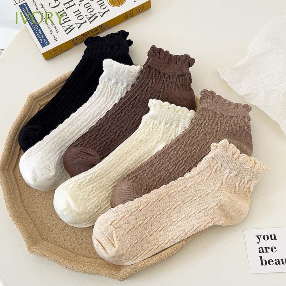 Vớ cotton cổ thấp nhiều màu dễ thương phong cách Harajuku cho nữ sinh