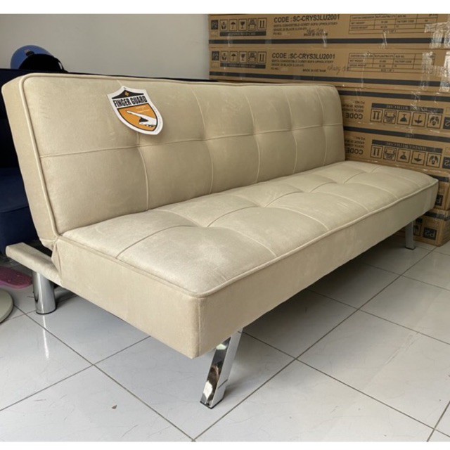 Sofa Giường vải Nhung màu kem mềm mại - Sofa Bed xuất khẩu