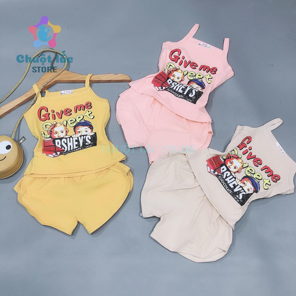 Bộ Quần Áo Bé Gái Chuột Lắc Store Give Me Thun Cotton 4 Chiều Mềm Mại Từ 7Kg Đến 20Kg( Màu Hồng, Vàng, Kem)