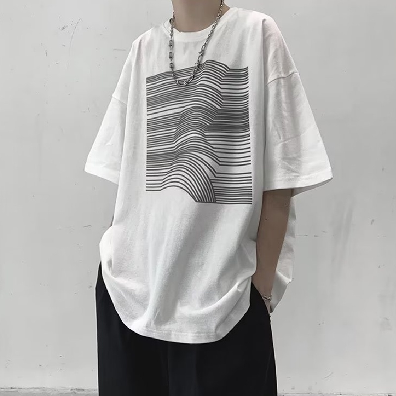 Áo Thun Dáng Rộng In Họa Tiết Kẻ Sọc Thời Trang Mùa Hè Hàn Quốc Cho Nam Và Nữ size M-8XL