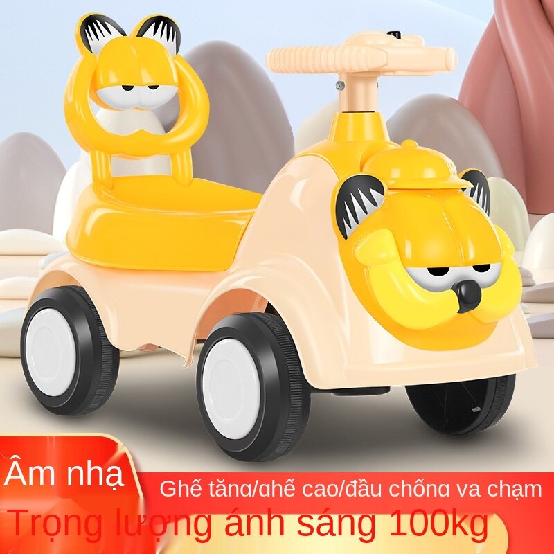 【Baby play】Xe trẻ em, xe đua Garfield với xe đẩy âm nhạc nhẹ 1-3-tuổi con trai và con gái