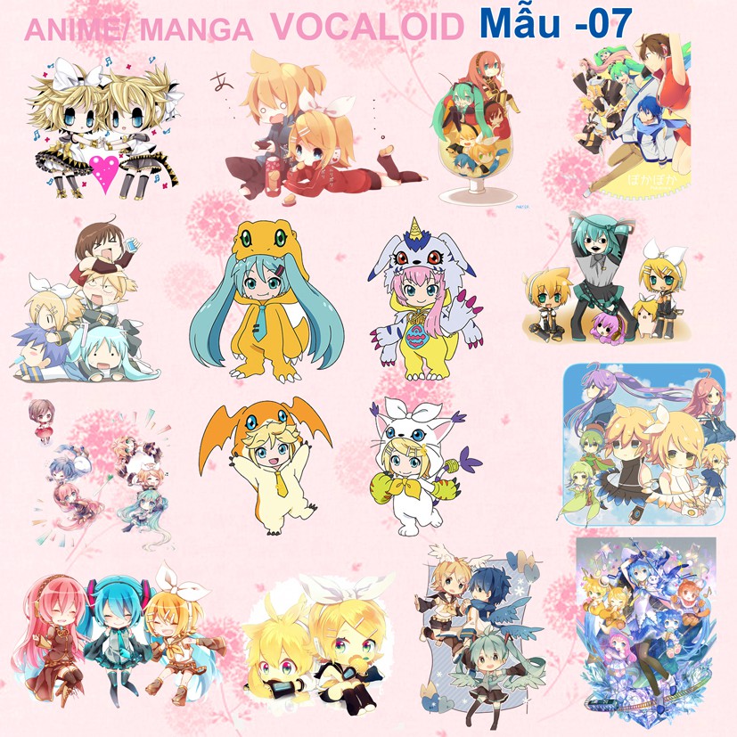 Sticker/ hình dán  anime Vocaloid nhân vật Hetsune Miku - RINLEN (nhiều mẫu)