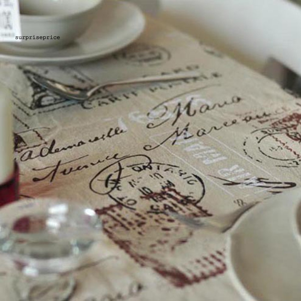 Khăn trải bàn in hình tháp Eiffel phong cách vintage