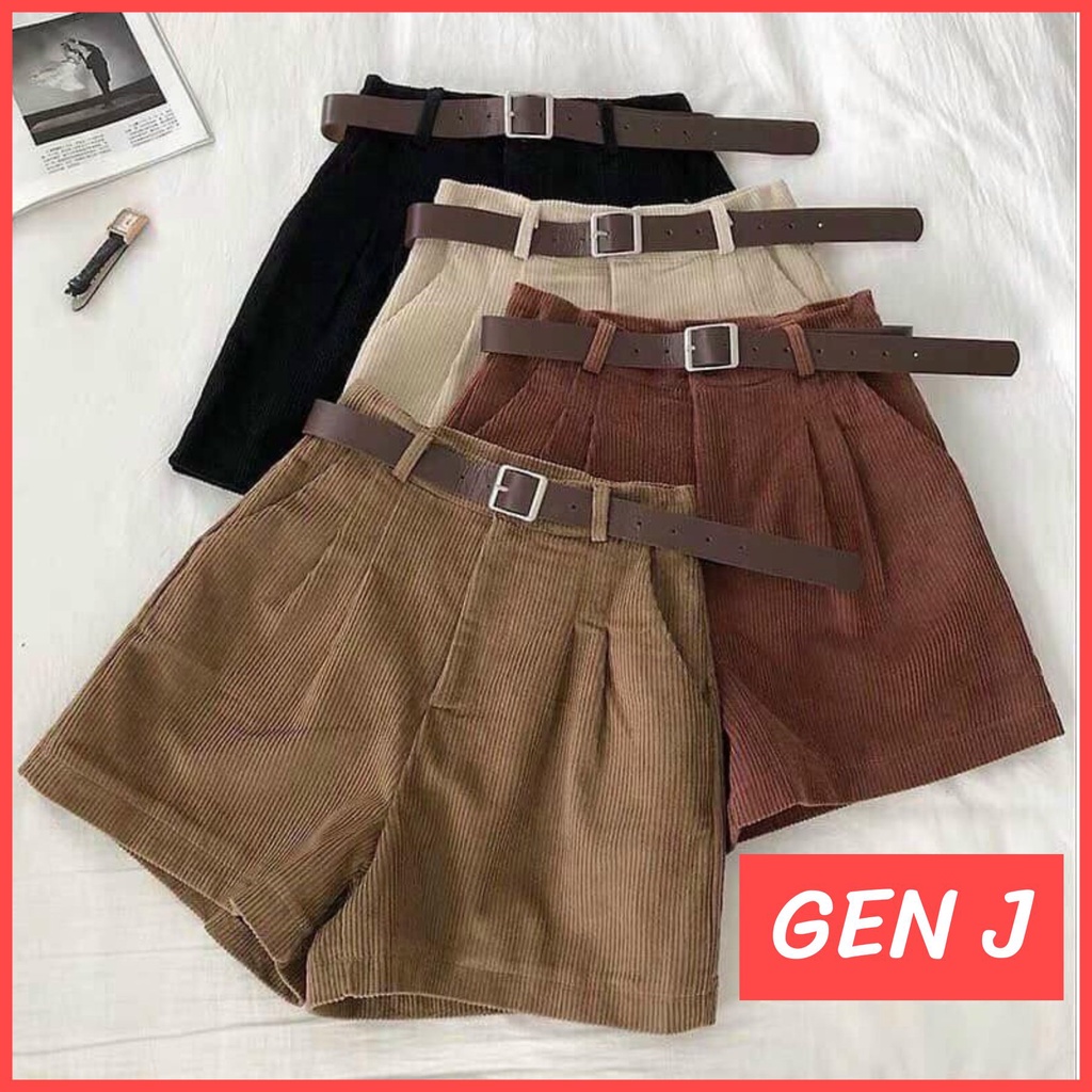 Quần short nhung quân đùi nữ lưng cao ống rộng Thời Trang Cá Tính Cho Nữ - QSN NHUNG 001