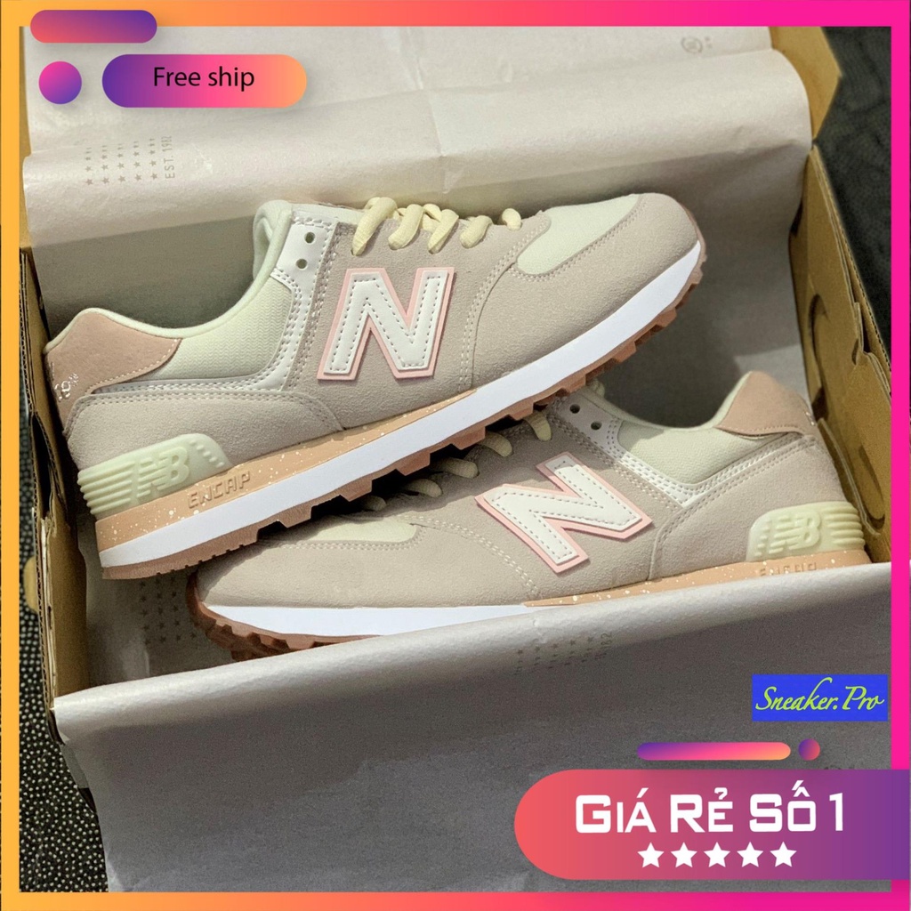 Giày thể thao nữ New Balance 574 màu hồng sữa nhạt bản đẹp, năng động dành cho nữ