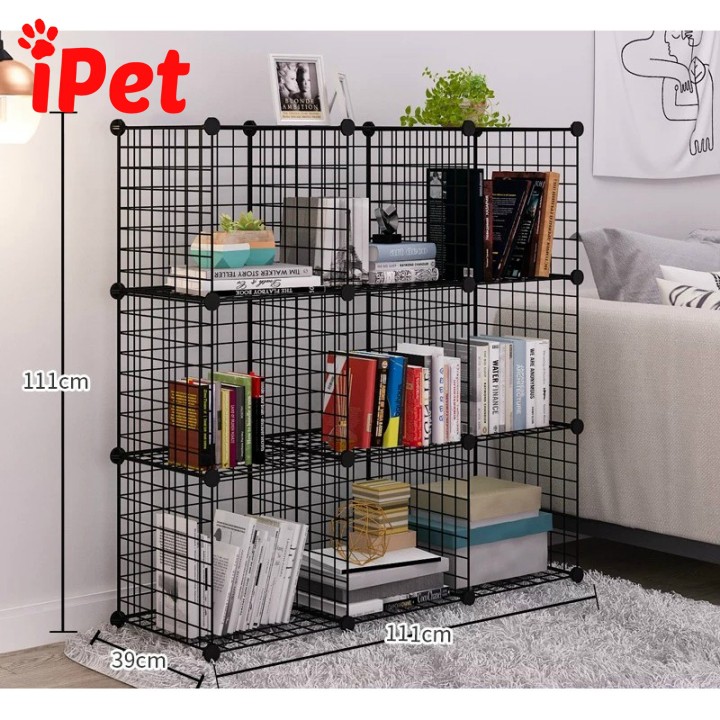 Kệ Tủ Lắp Ghép Lưới Sắt Đa Năng ( TẶNG KÈM CHỐT ) - Combo 9 Ô - iPet Shop